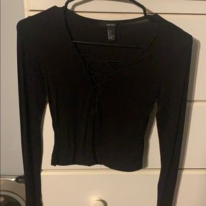 Black lace up top